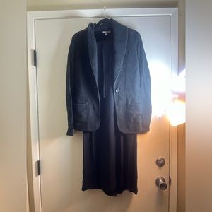 James Perse Blazer Jacket Knit Ribbed 1 Button Schoolboy Blazer with skirt